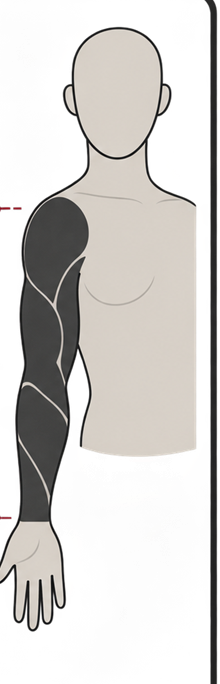 Diagram showing the approximate scale of a larger eight-hour tattoo project